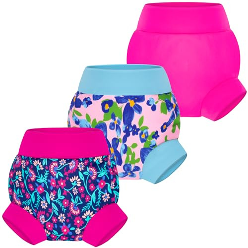 BIG ELEPHANT Baby-Schwimmwindeln 3er-Pack, Verstellbar | Wasserdicht, leicht zu reinigen, für Jungen und Mädchen von 6 Monaten bis 6 Jahren, Pool, Strand und Babyschwimmen