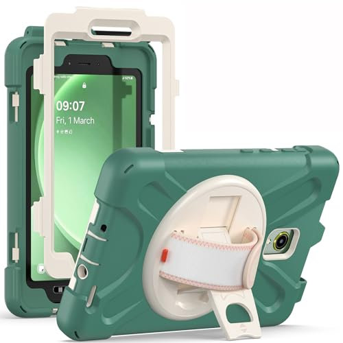 ANROD per Samsung Galaxy Tab Active5 5G/Active3 Custodia Robusta, con Cavalletto Girevole a 360°, Impugnatura, Tracolla, Portapenne S, Cover per Samsung Galaxy Tab Active5 5G/Active3 (Verde)