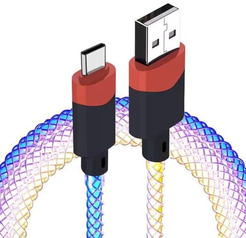RGB LED 6A USB Type C USB Cable Fast Charging Rainbow