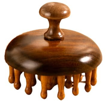 WisBtyCo Sandelholz Kopfmassagegerät – 28 Pins Holzkamm für Haar & Kopfhaut. Ganzkörper-Massagebürste, Shampoo Bürste, Kopfkrauler für Männer & Frauen