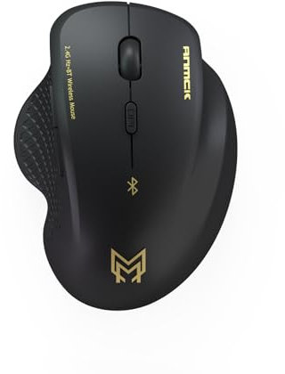 Mouse Bluetooth, Mouse Ricaricabile Senza Fili (Modalità Doppia: BT 5.1 + 2,4G), DPI Regolabili 1000/1200/1600, Mouse Wireless Ergonomico Silenzioso per Laptop, PC, Computer, Mac OS, Android, Windows.