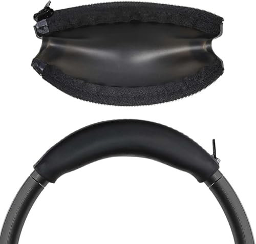 Life Q20 Leder-Kopfband-Abdeckung, Ersatz-Kopfband-Oberteil, Kissenhülle, kompatibel mit Anker Soundcore Life Q10, Q20, Q30, Q35, Kopfbandschutz, mit Reißverschluss, Schwarz
