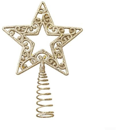 Decoración de estrella para árbol de Navidad, mini estrella para árbol de Navidad, decoración pequeña de metal para decoración de árbol de Navidad (dorado)