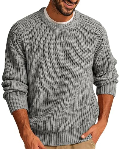 Générique Pull Homme Hiver Chaud Grande Taille Casual Pull Oversize Grosse Maille Tricoté LéGer DéContracté Hauts Thermiques Basique Jumper Tricot Pullover Manches Longues Chaude Quotidien Chandail