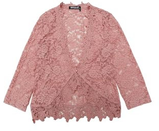 Allegra K Donna Coprispalle in Pizzo Elegante Cardigan con Maniche A 3/4 Trasparente Bolero per Festa di Halloween Rosa L