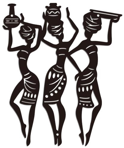WADORN Afrikanische Frau Metall Wandkunst Dekor Metall Wanddekoration Mit Der Aufschrift „Afrikanische Tanzende Frau“ Zum Aufhängen Schilder Wandskulptur Und Statuen 25x30cm Frau