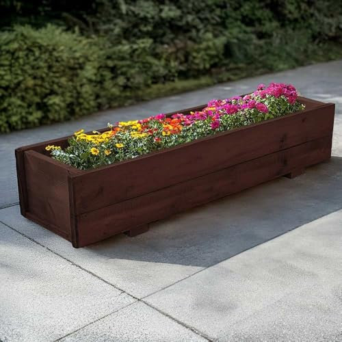 120cm Pine Wooden Planter Flower Trough (1, Brown)