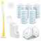 Dolanx Disposable Toilet Brush with 40 Refills, Wall Mounted Long Handle Compact Bathroom Bowl Cleaner Wand Holder Set for Sink Bathtub Wash Basin Mop Pool (Yellow)