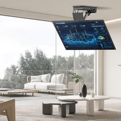 GUODDM TV Wandhalterung, Motorisierte TV Deckenhalterung, TV Mount for 50-90 Inch TVs, TV Lift with Remote Control and Memory Setting, Hidden TV Lift for Fold-Down