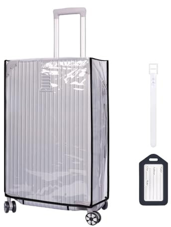 KYSUN Copertura Trasparente per Valigie, Copri Valigia in PVC, Custodie Protettive per Valigie Impermeabile con Etichetta per Bagagli, Custodia Protettiva Valigia Coprivaligia (26 pollici)