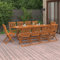 IKAYAA Gartenmöbel Set Holz 10 Personen Garten Essgruppe 10 Personen Gartenstuhl Tisch Set Klappbar Wetterfest Massivholz Akazie Balkonmöbel Sitzgarnitur-11-tlg-Typ 2