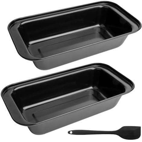 2 Pcs 2lb Loaf Tins for Baking, Banana Bread Tins for Baking, Non-Stick Carbon Steel Rectangular Loaf Pans for Ovens Air Fryer Bake Cakes Loaves Toast(25.4 x 13 x 5.8 cm), with 1 Dough Scraper