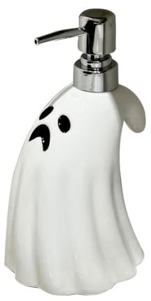 Vocdikficy Halloween-Geisterseifenspender Aus Keramik, Nachfüllbarer Geisterseifenspender für Badezimmer, Schlafzimmer, Küche