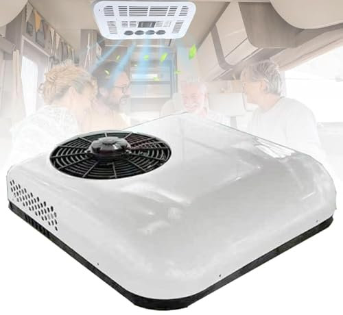 RV Climatiseur De Toit,Climatiseur électrique sur Le Toit de Voiture, Camping-Car, 12v/24v,air conditionné froid, climatisation de stationnement pour SUV, Camping-Car,Camion,Van,caravanes ,White-24V