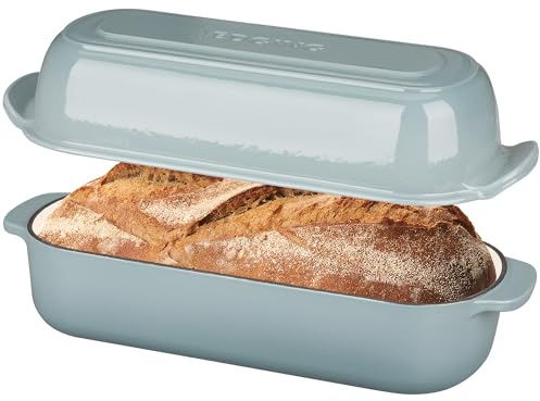 EDGING CASTING Enameled Cast Iron Loaf Pan with Lid, Bread pan, Dutch Oven Bread pan for Homemade Sourdough Bread Baking, 12.5x5.5 inch, 5qt, Seasalt