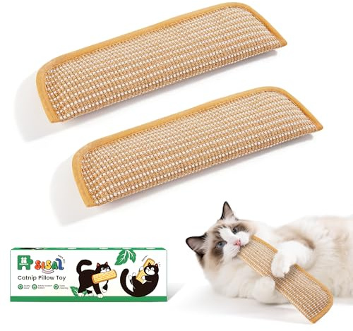 Potaroma Lot 2 Jouets Chat Kicker Sisal Herbe à Chat 6000mg | Lot de 2, Texture Sisal, Forme Kicker, Herbe à Chat, Jouet de Jeu et Griffage pour Chatons et Chats Adultes