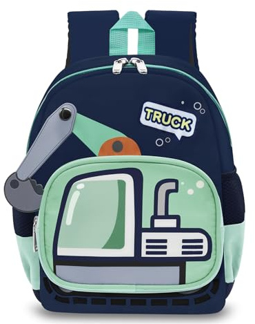 YAMEIZE Kindergartenrucksack Jungen Kinder Rucksack Autos Vorschulrucksack Kindergartentasche Rucksack Tagesrucksack Reisetasche (Dunkel Blau)