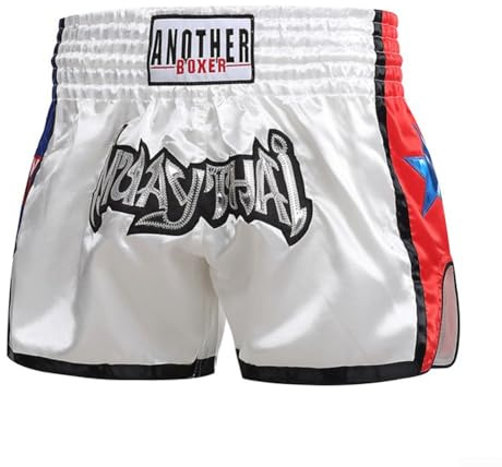 Short de boxe pour homme et femme, short d'entraînement MMA/Muay Thai, tissu polyester, taille élastique, matériau respirant (XL blanc)
