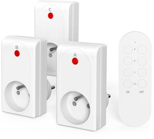 WEALTVAN Prise Telecommande sans Fil,Portée 80 M,2000W,Fonction All On/Off