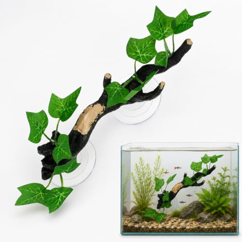 DOITOOL Aquarium Wurzel aus Harz mit Saugnapf, Naturnahe Baumwurzel Deko | Künstliche Aquariendeko für naturnahe Landschaftsgestaltung, Wurzel Ornament für Aquascaping und Aquarien-Deko, 23 x 6 x 5 cm
