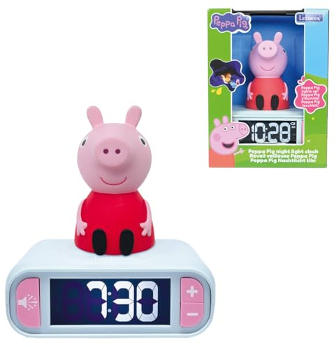 Lexibook, Peppa Pig, Nachtlicht-Wecker, RL800PPLXB | Klänge und Melodien, LCD-Display mit Hintergrundbeleuchtung, Leuchtend, Schlummerfunktion