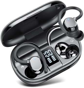 Auriculares Inalámbricos Deportivos, 2026 Nueva Auriculares Bluetooth 5.4 con 4 HD Micrófono, 128H de Reproducción con Cancelacion Ruido ENC, Cascos con Doble Pantalla LED, IP7 para Hacer Deporte