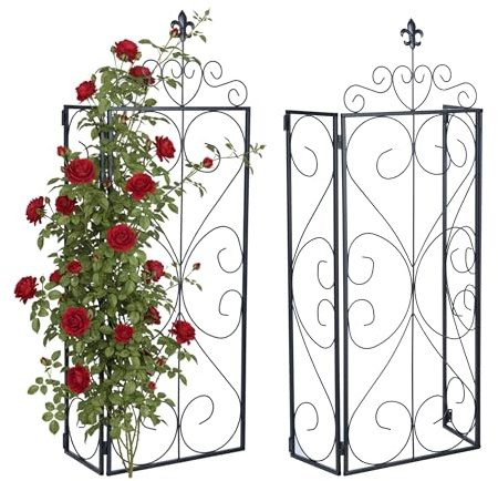 Relaxdays Rankgitter, 2er Set, HBT: 112x40x20 cm, Metall, schwarz | Rankkäfig für Kletterpflanzen, Garten, Rosenrankhilfe
