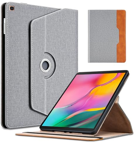 Funda giratoria 360° para Samsung Galaxy Tab A 10,1 2019 (SM-T510/T515), funda de tablet resistente a los golpes, antihuellas, funda de piel premium con bolsillo para documentos para Galaxy Tab A 10,1