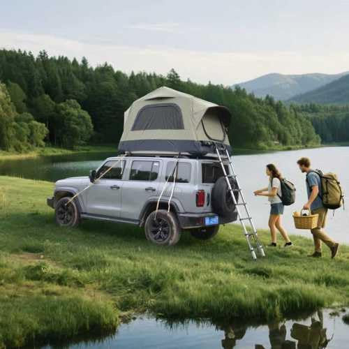 Aufblasbares Dachzelt für Auto, Jeep & SUV, 1–3 Personen, wasserdichtes Campingzelt mit Handpumpe, Matratze & Teleskop-Leiter, PU3000 mm, UPF50+, Grün/Schwarz, 220 x 145 x 133 cm