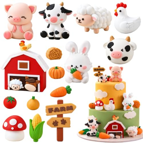 15 Stück Bauernhof Geburtstag Deko - Bauernhof Deko für Tortendeko | Junge Mädchen Bauernhof Tortendeko DIY, Cake Topper 1. Geburtstag Bauernhof, Kuchen Dekoration für Anfänger beim Backen