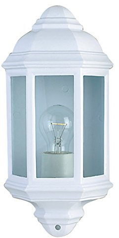 Traditional Style White Outdoor Half Wall Lantern Light - IP44 - LED Compatible - No Sensor