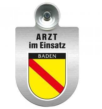 Einsatzschild Windschutzscheibe incl. Saugnapf - Arzt im Einsatz - 309352 - incl. Regionen nach Wahl Farbe Region Baden