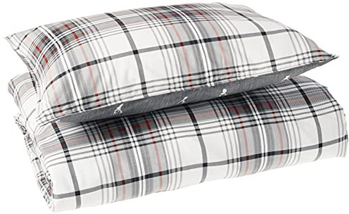 Eddie Bauer - Doppelbett-Bettbezug-Set, Baumwolle, Wendebettwäsche mit passendem Kissenbezug, Karierte Heimdekoration für alle Jahreszeiten (Erlen-Anthrazit, Doppelbett)
