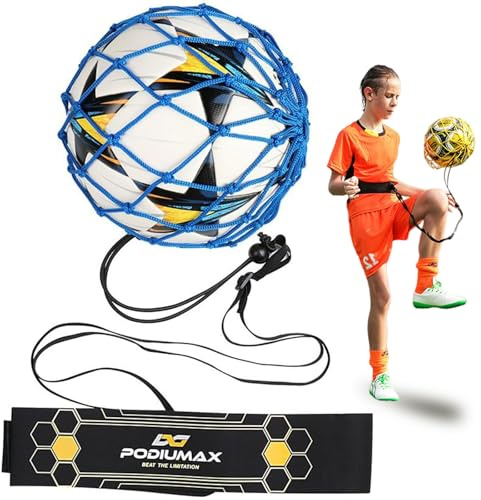 PodiuMax Fussball Kick Training for Fußball/Volleyball/Rugby, Netz Mit Schnur Verbessere Kick/Wurf/Kontroll, Einstellbar Für Teens & Erwachsene Fussball Grösse 3/4/5-R
