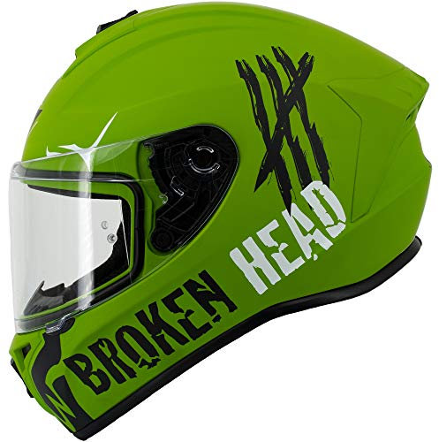 Broken Head Motoradhelm Adrenalin Therapy X4 - Sportlicher Integralhelm - Military-Grün Matt - Größe M (57-58 cm)
