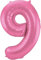 Folat 65909 Folienballon Ziffer Zahl 9 Rosafarbener Metallic 86 cm-Helium Ballon Decoration Geburtstag, Hochzeit, Jubiläum, Pink Matt, Medium