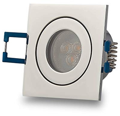LED Einbaustrahler Chrom - eckig 3W warmweiß 12V MR11 - IP44 für Bad, Außenbereich Ø40mm Bohrloch - Badezimmer Terrasse Einbau-Spot Decken-Strahler Deckeneinbaustrahler Deckenspot