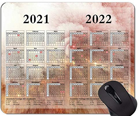 YENDOSTEEN 2021-2022 Galaxy Kalender mit Feiertagsfarben Gaming Mouse Pad Custom Design Matte, Magical Space Themed Mouse Pad mit genähter Kante
