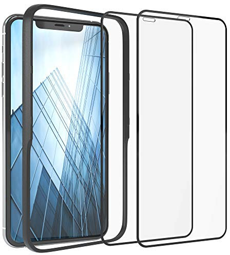 EAZY CASE 2X Displayschutzfolie aus Glas mit Rand kompatibel mit iPhone XS Max / 11 Pro Max, Full-Screen Displayschutz mit Installationshilfe, Schutzglas 5D, 9H, Anti-Kratzer, Selbstklebende Glasfolie