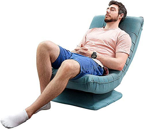 Faules Sofa gepolstert,Bodensitz Mit Verstellbarer Rückenlehne,360 Grad drehbarer Bodenspielstuhl,Wohnzimmer Schlafzimmer Fernsehen Lesespiele Beiläufig Bodensessel-Versand aus Deutschland (Blau)
