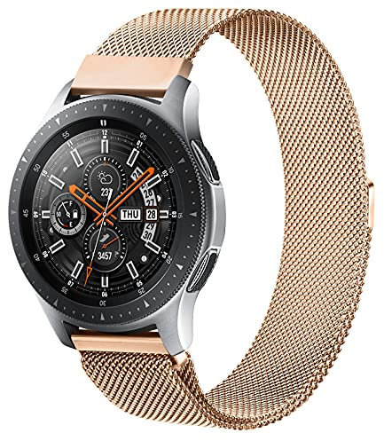 Oumida 22mm Bracelet en Acier Inoxydable pour Samsung Galaxy Watch 46mm/Galaxy Watch 3 45mm/Gear S3 Frontier/Classic/Moto 360 2nd Gen 46mm/Huawei Watch GT/GT 2 46mm/GT2 Pro/GT2e (Or rose)