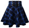 TONCHENGSD Damen Minirock Gothic Punk Plaid Plissee Hohe Taille Kurz A-Linie Flare, Blau kariert, Klein