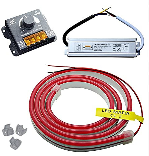 12V / 230V (Netzteil) + Dimmer LED Streifen Stripe Licht Unterbankbeleuchtung Saunabeleuchtung Saunalampe (Warmweiß, 2m - 24,95€/m)
