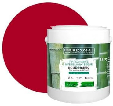 BOX DECO COULEURS Peinture naturelle écologique intérieur extérieur aspect mat Natura - 2.5L, Rouge Rubis