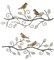 Generisch 2-er Set Wanddeko ''REFI'' Metall Relief Ast Vögel auf einem Ast Wandschmuck 3D Bild Metalldeko Metall Metallbild Dekoration, Gold, 49 x 24 cm