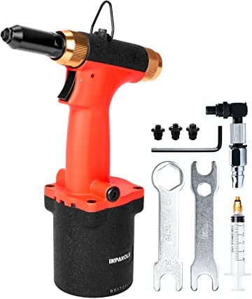 INPANOLS Pneumatic Blind Rivet Gun Hydraulic Air Pop Rivet Tool Kit with 3/32 & 1/8 & 5/32 & 3/16 inch Nosepieces