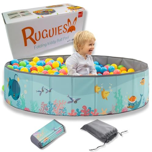 RUGUIES- Piscina de Bolas para Niños- Parque de Bolas Infantil-Piscina Bolas Redonda para Bebés-Plegable y Portátil-Cubo Juguetes Interior y Exterior- (Bolas no Incluidas) (Ocean, 120x30cm)