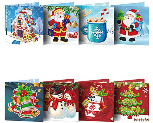 ycyingcheng 5D DIY Diamond Painting Grußkarten, Kreuzstich handgefertigte Happy Birthday Weihnachtskarten, DIY Diamond Drawing Cards Kit mit leeren Umschlägen für Hoilday Festival Crafts Gift