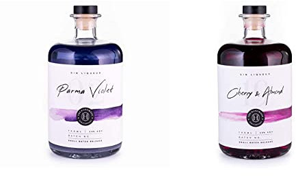 Shimmering Parma Violet Handmade Gin Liqueur 70cl - Premium Craft Gin - 20% ABV & Original Bakewell Cherry & Almond Handmade Gin Liqueur 70cl - Premium Craft Gin - 20% ABV
