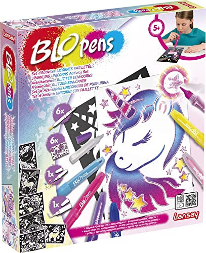 Blopens - Freizeit-Set Glitzer-Einhörner - Zeichnungen und Färbung - Ab 5 Jahren - Lansay